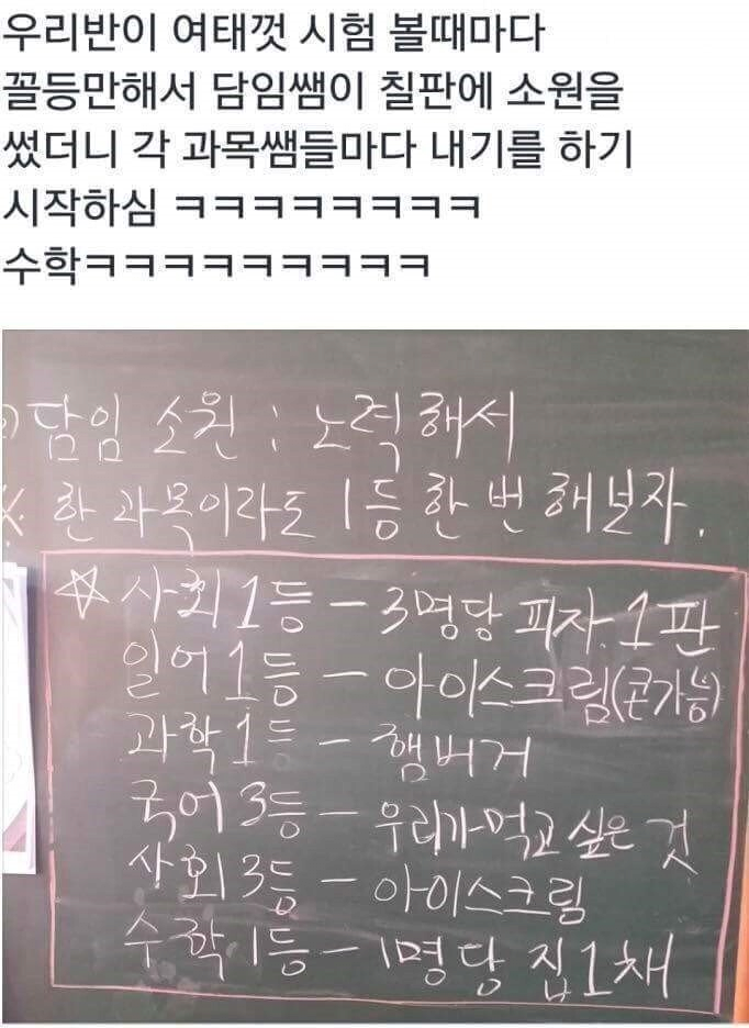 맨날 꼴등하는 반 담임선생님의 시험 공약 | 인스티즈