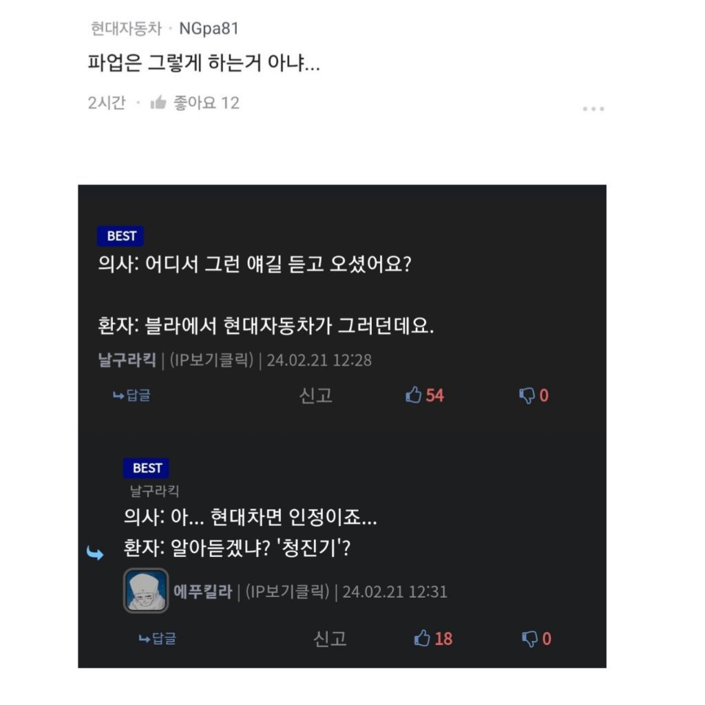의사파업을 본 현대차 반응 ㅋㅋㅋ | 인스티즈