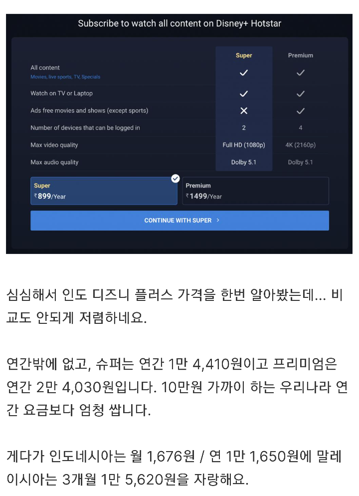 말도 안되게 저렴한 인도와 동남아의 디즈니 플러스 가격 | 인스티즈