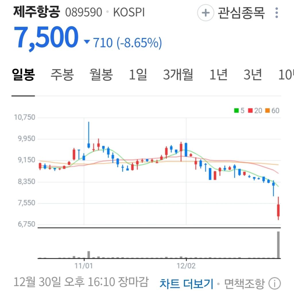 추락사고로 제주항공 8%대 급락 에어부산은 급등 - 주식게시판 ‥‥‥‥、 - 도탁스 (DOTAX)