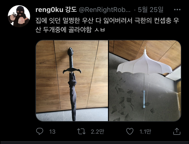 더쿠 - 밖에 비가 오는데 집에 우산이 이 2개 밖에 없다면?.jpg