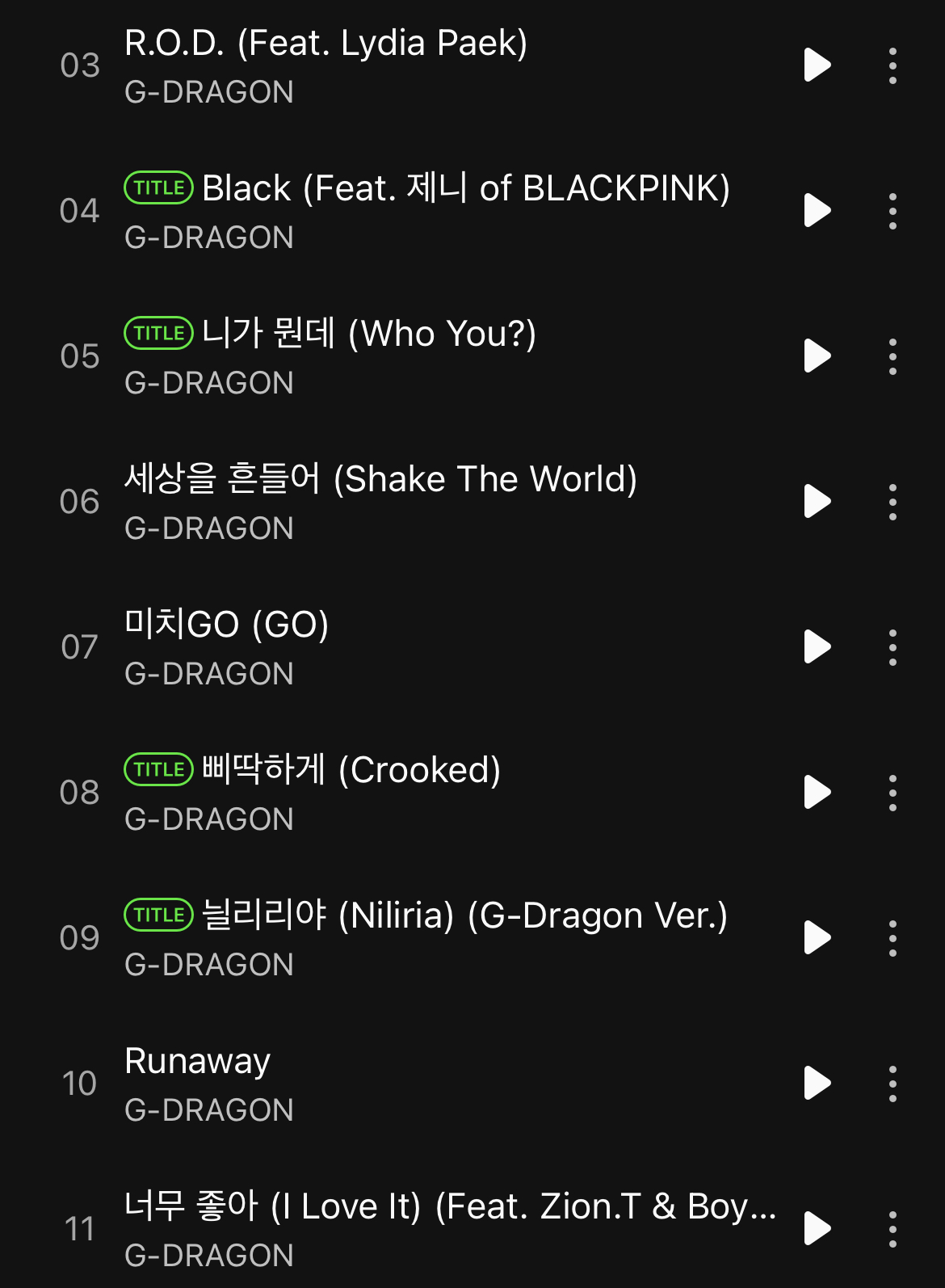 개인적으로 가장 좋아하는 지드래곤 솔로 앨범 | 인스티즈