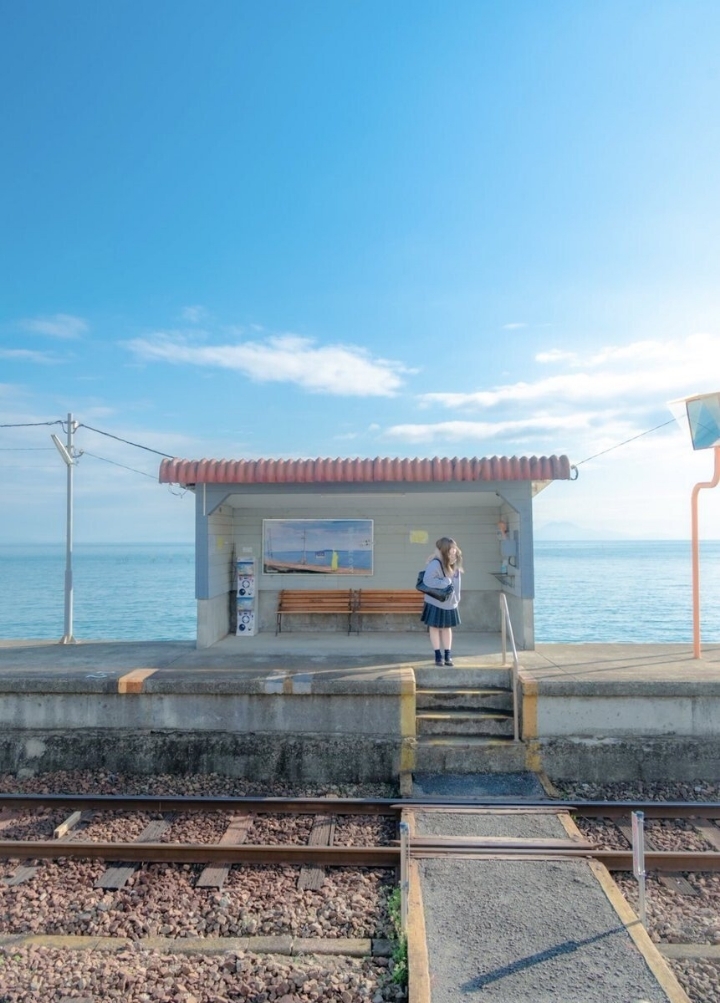 애니메이션 배경풍 사진 찍는 일본 여고생들 | 인스티즈