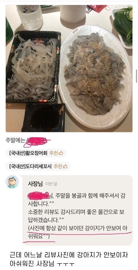 배달의 민족 리뷰에 강아지가 안보여 아쉬운 사장님.jpg | 인스티즈
