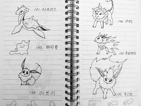 한 아버지가 띠부띠부씰 대신 직접 그려주셨던 포켓몬 도감 | 인스티즈