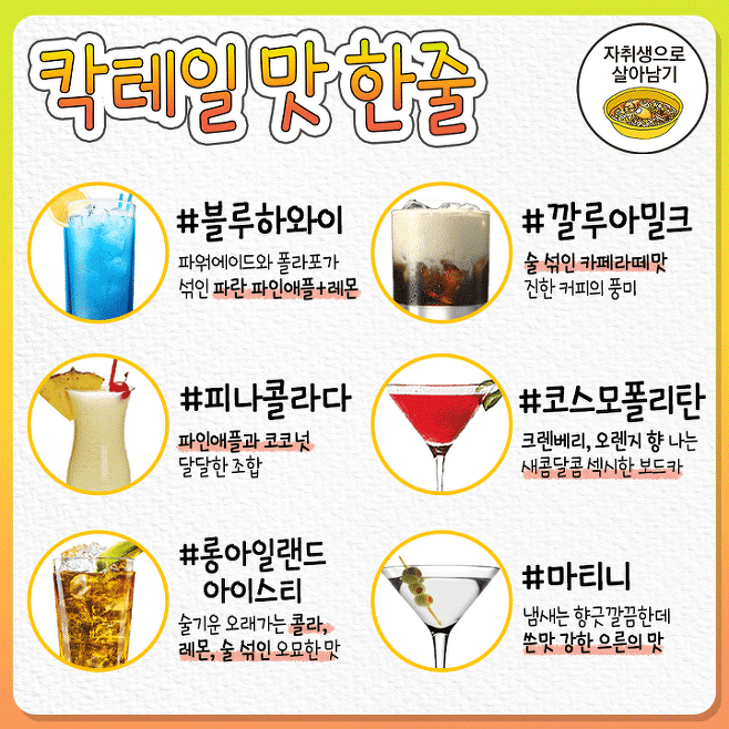 칵테일 초보들을 위한 대표 칵테일 30개 맛 간단정리.jpg | 인스티즈