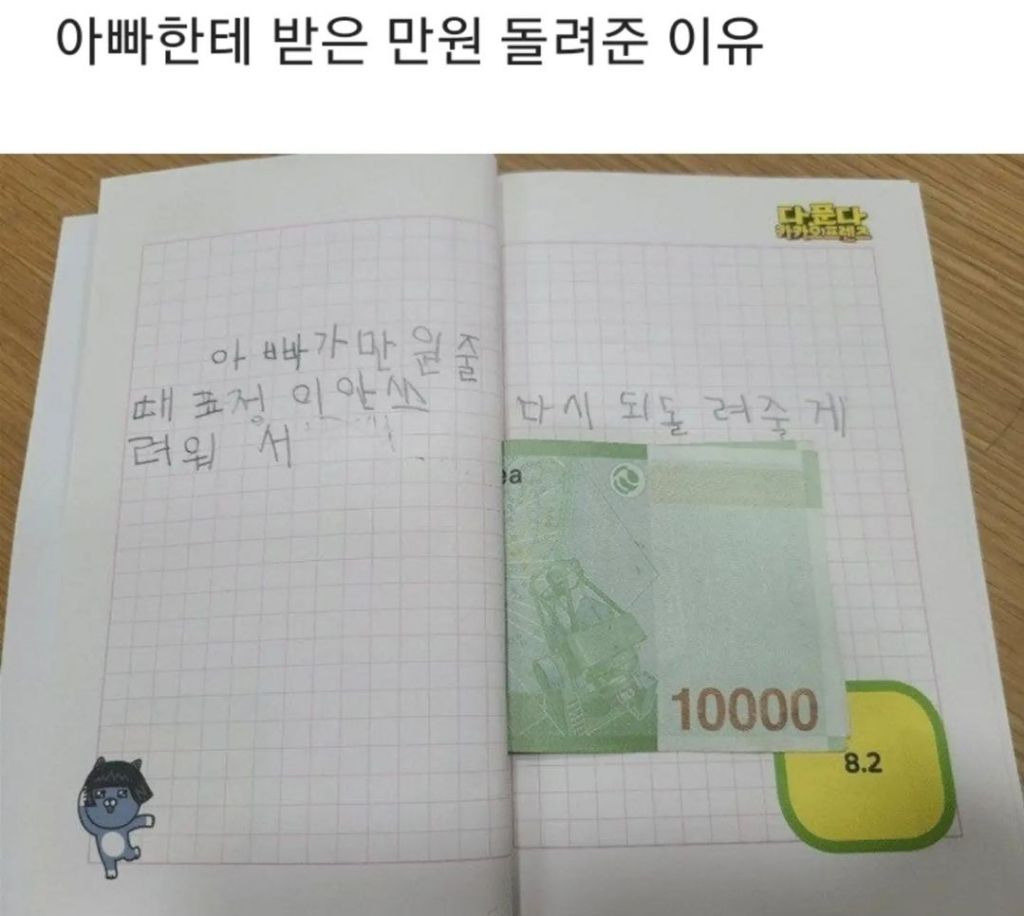 아빠한테 받은 만원 돌려준 이유 | 인스티즈