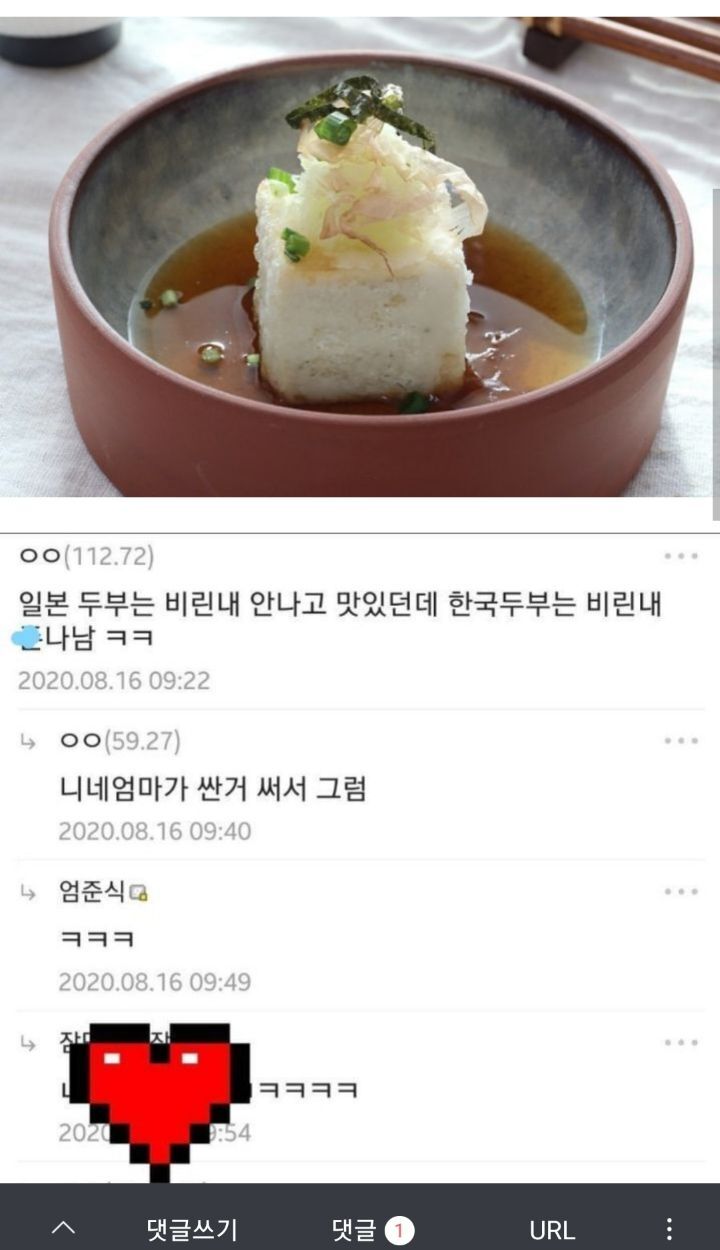 ????:일본 두부는 맛있는데 한국 두부는 맛없고 비린내 남 | 인스티즈