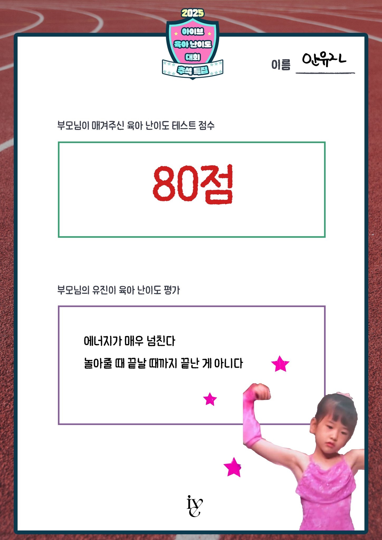 아이브 멤버들 부모님이 평가한 아이브 육아난이도 평가점수.jpg | 인스티즈