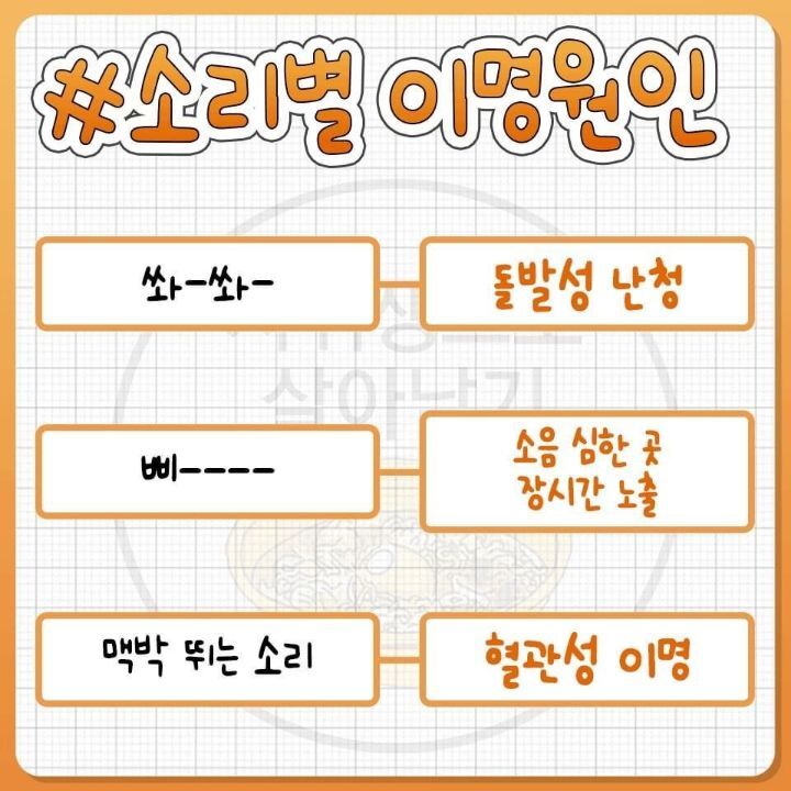 귀에서 나는 소리별 이명 원인.JPG | 인스티즈