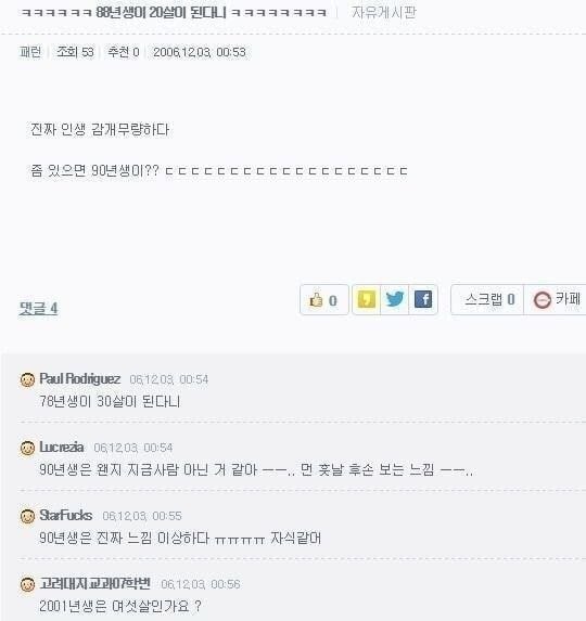 88년생이 20살이 된다니 ㅋㅋㅋㅋㅋㅋㅋㅋ | 인스티즈