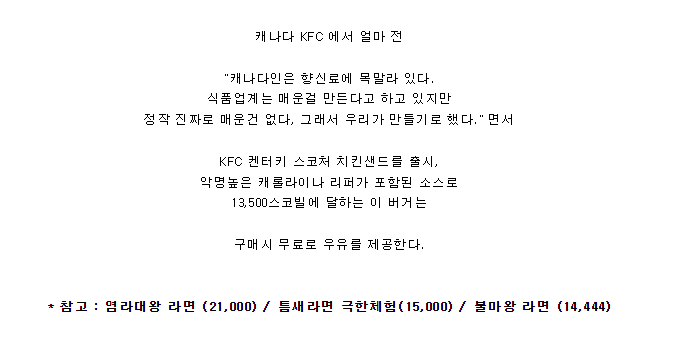 캐나다 KFC에서 만든 매운 버거.jpg | 인스티즈