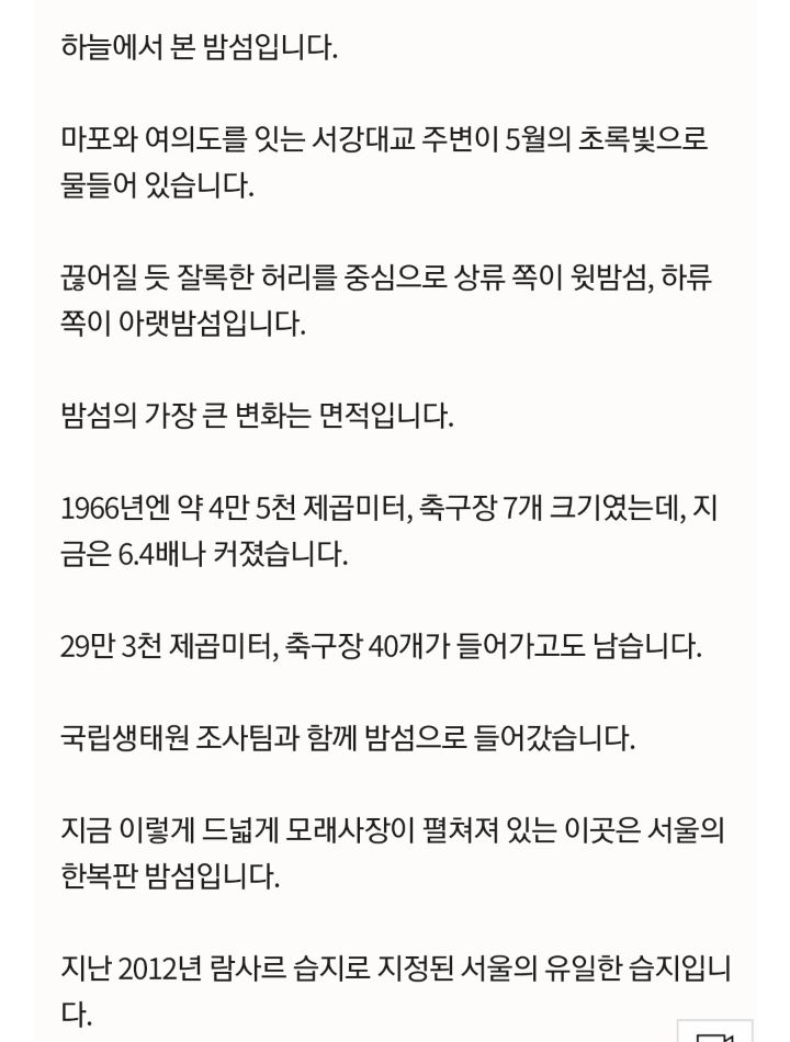 사람 발길이 끊긴 한강 밤섬 6.4배나 더 커졌다 | 인스티즈