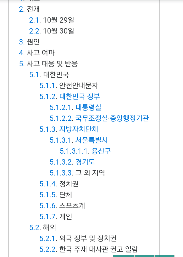 나무위키에 등재된 이태원 압사 사고 | 인스티즈