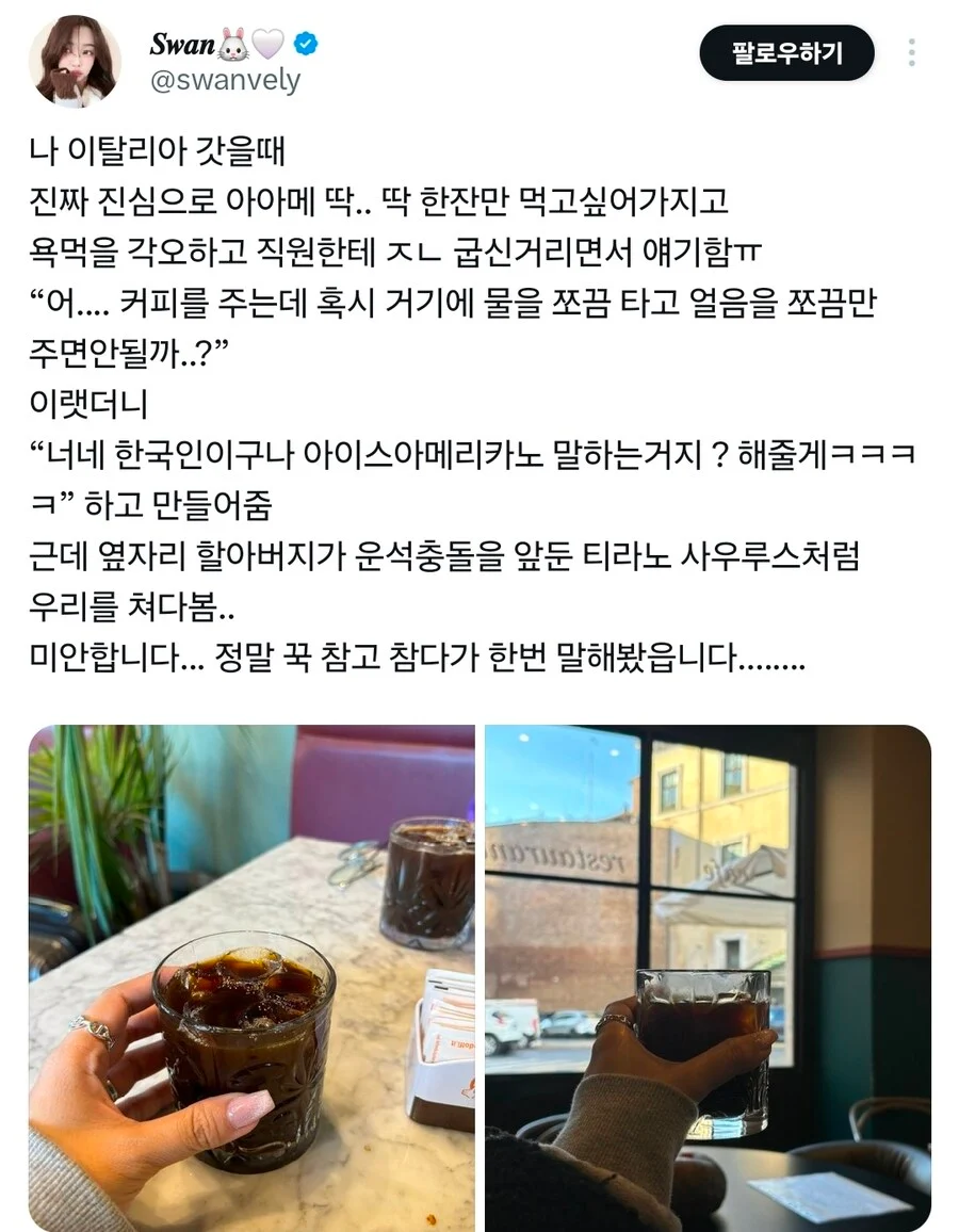 이탈리아 커피숍에서 아아를 너무 시키고 싶었던 한국인 | 인스티즈