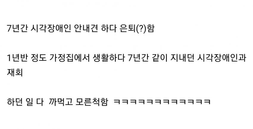 은퇴 후 업무능력을 상실한 시각장애인 안내견 | 인스티즈