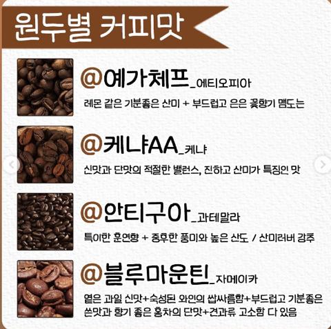알아두면 유익한 원두별 커피맛 | 인스티즈