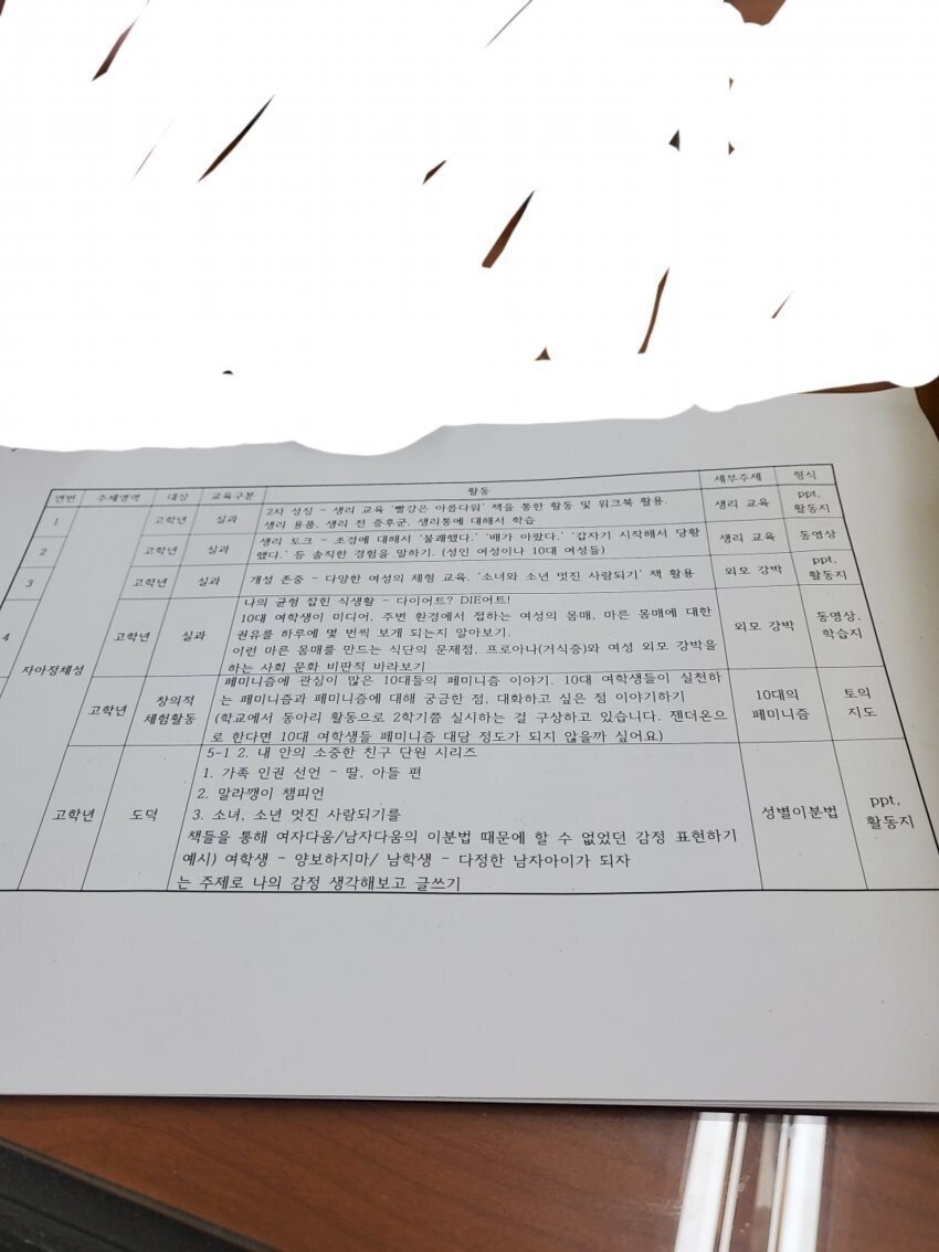 어느 교사가 폭로한 동료 여교사의 수업자료; | 인스티즈