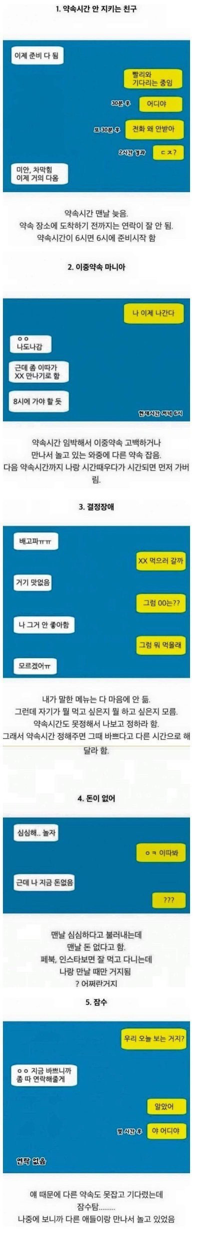 가장 약속잡기 싫은 유형은? | 인스티즈