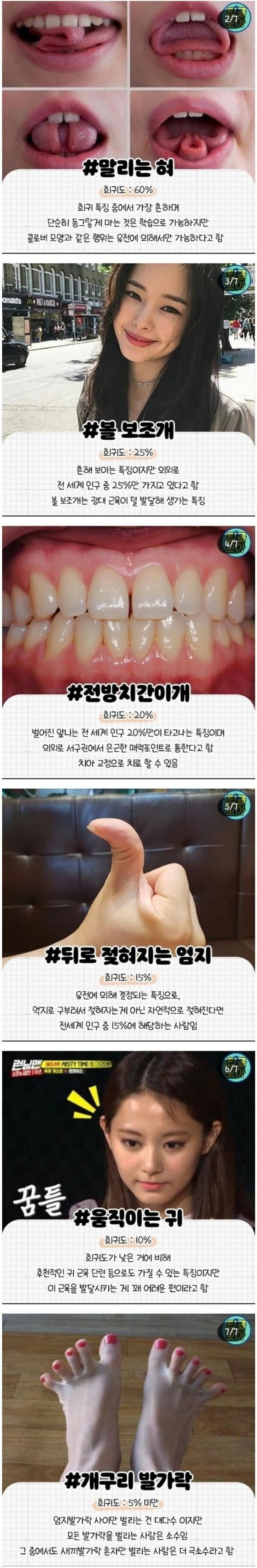 희귀도에 따른 신체특징 | 인스티즈