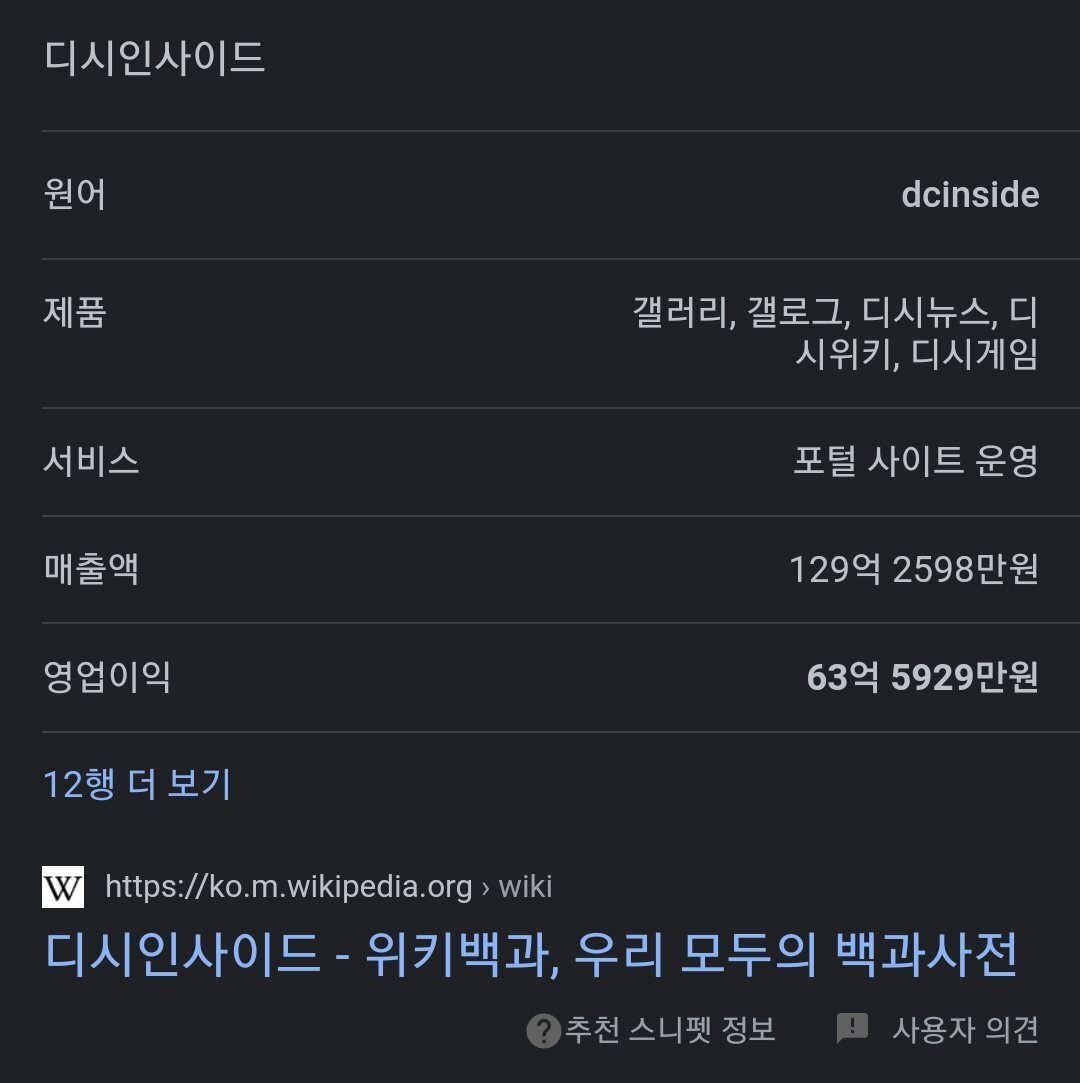 디시인사이드 매출액, 영업이익 | 인스티즈