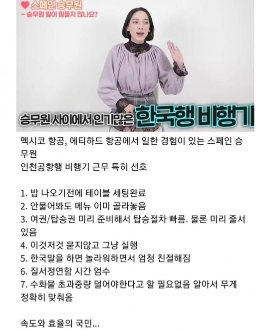 스페인 승무원이 본 한국 승객 특징 | 인스티즈