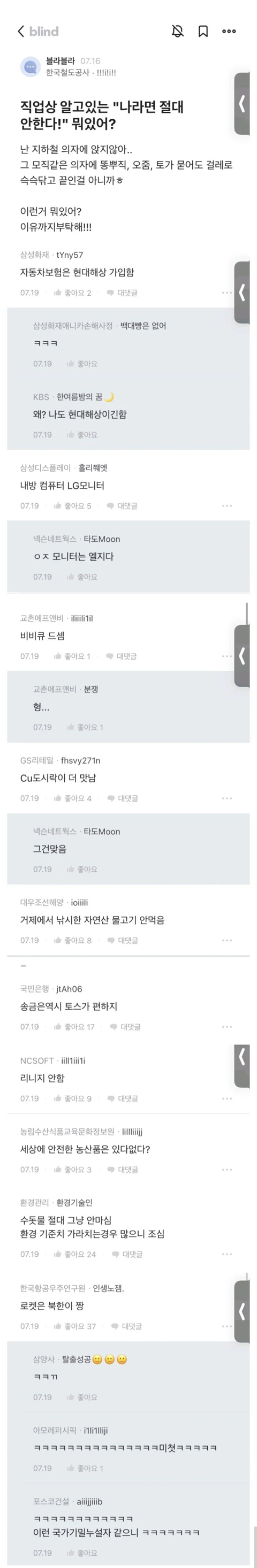 직업상 알고있는"나라면 절대 안한다".blind | 인스티즈