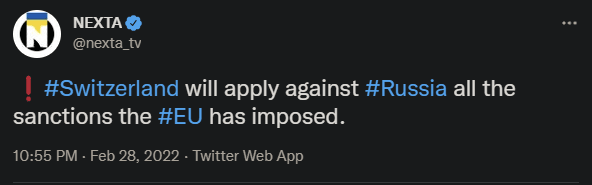 스위스, 중립국 벗고 러시아 제재 동참 | 인스티즈