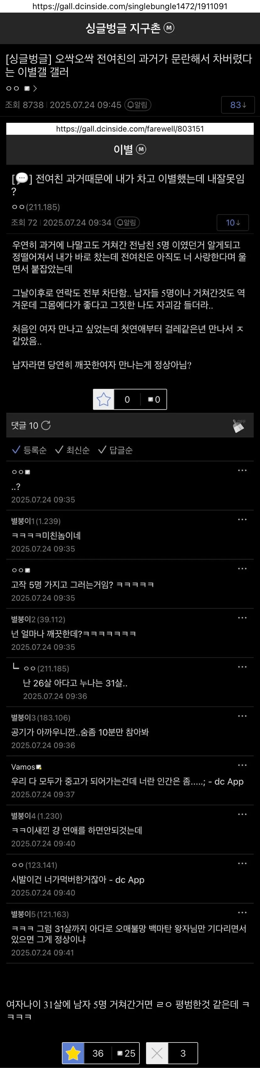 전여친의 과거가 문란해서 차버렸다는 이별갤 갤러 | 인스티즈