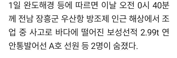 해상 추락 30대 아들, 구하려 뛰어든 아버지 함께 숨져 | 인스티즈