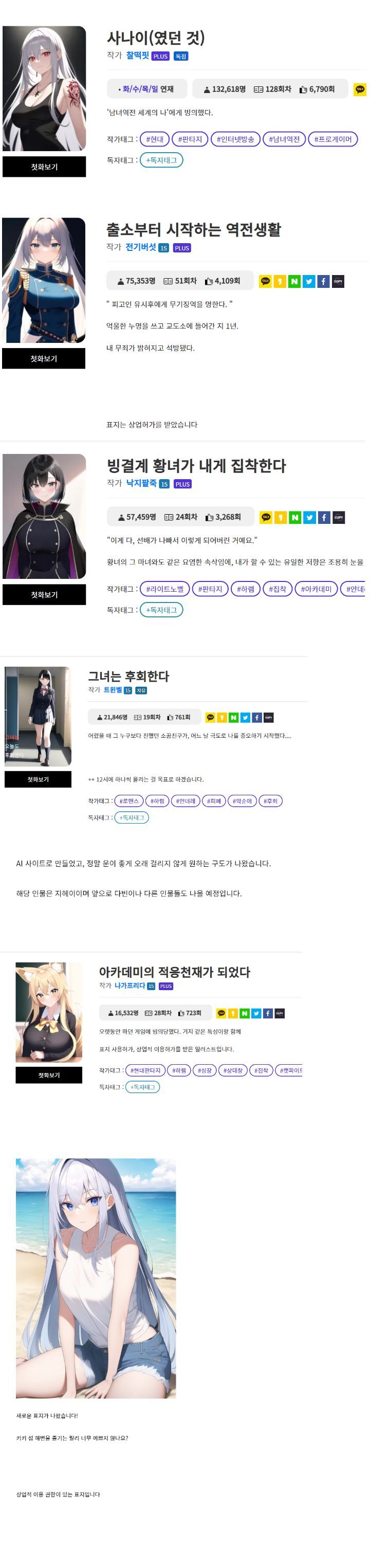 ai그림 표지로 쓰기 시작한 웹소설 작가들 | 인스티즈