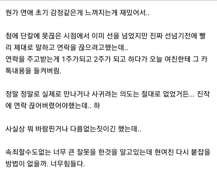 전여친이랑 바람피듯이 연락하다가 현여친한테 걸렸는데 어떡하면 좋냐 | 인스티즈