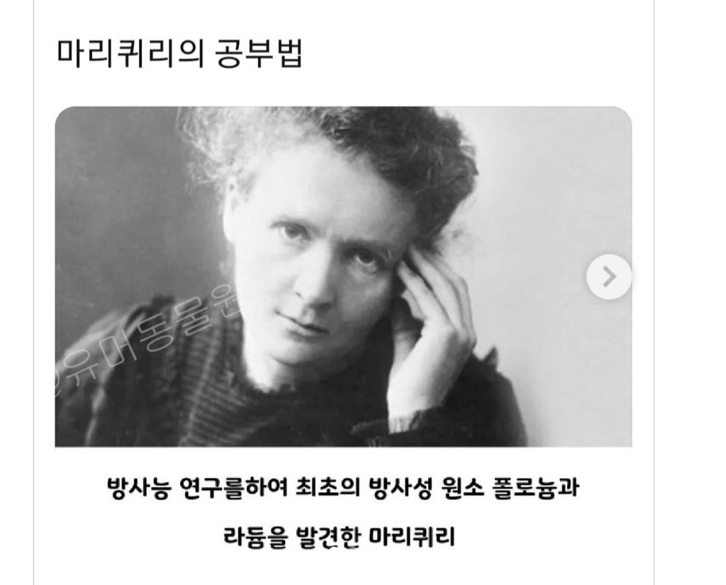 퀴리 부인 공부방법 .jpg | 인스티즈