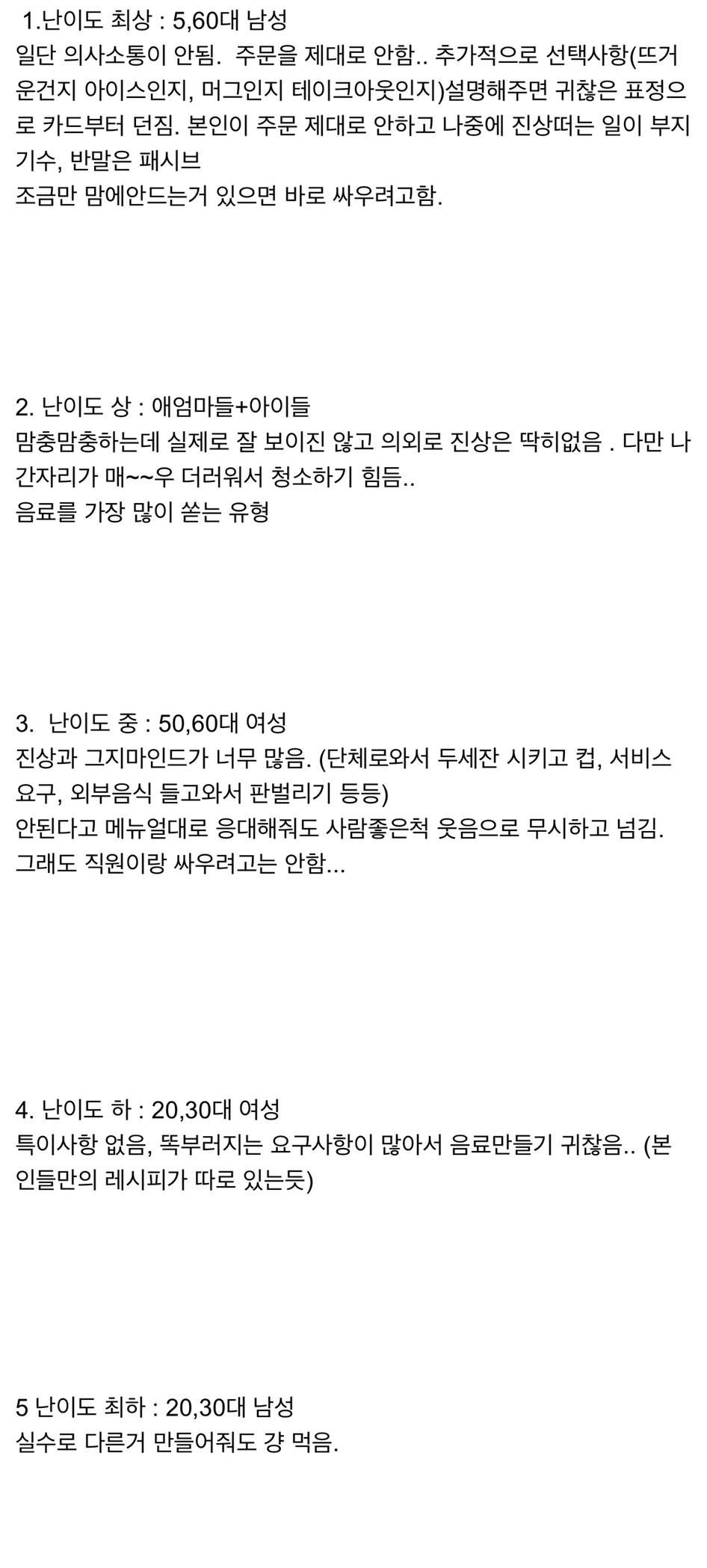 카페 알바가 느끼는 손님들 난이도.JPG | 인스티즈