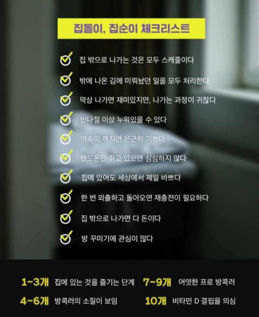 집돌이 집순이 체크리스트 | 인스티즈