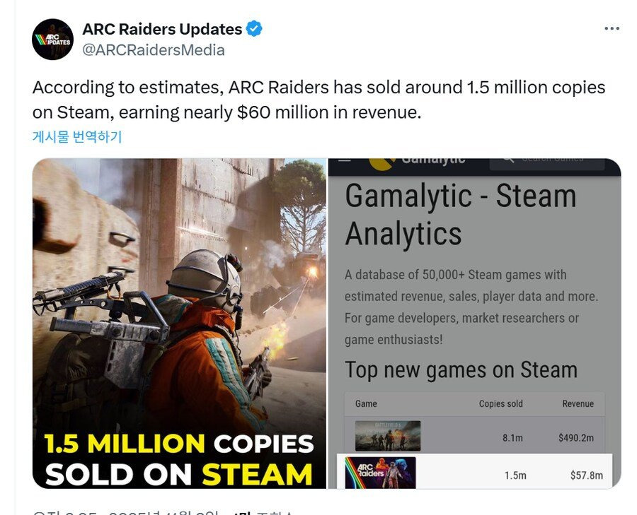 넥슨, 또 다시 초대박 아크 레이더스 스팀 150만장 돌파.jpg | 인스티즈