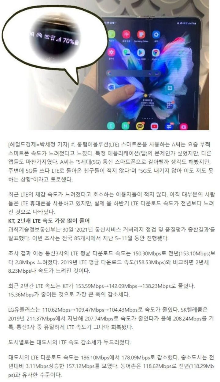 요즘들어 4G 휴대폰이 느려졌다 느끼는 이유.txt | 인스티즈