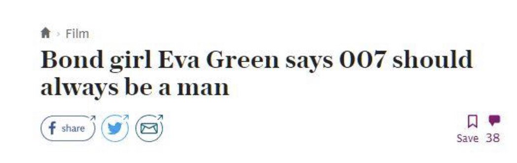 [텔레그래프] "여자도 제임스 본드 해야한다"에 일침 날린 에바 그린 | 인스티즈