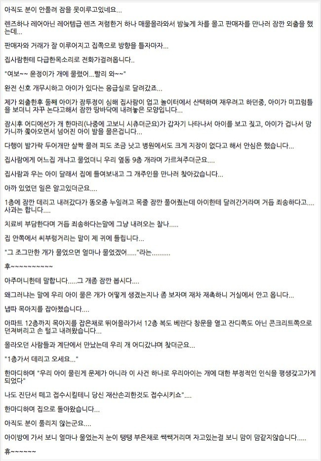 딸아이를 물은 시츄를 12층에서 집어던졌습니다 | 인스티즈