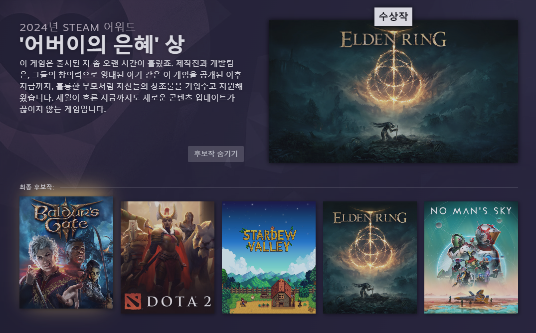 2024 스팀 어워드 '올해의 게임' 수상작 | 인스티즈