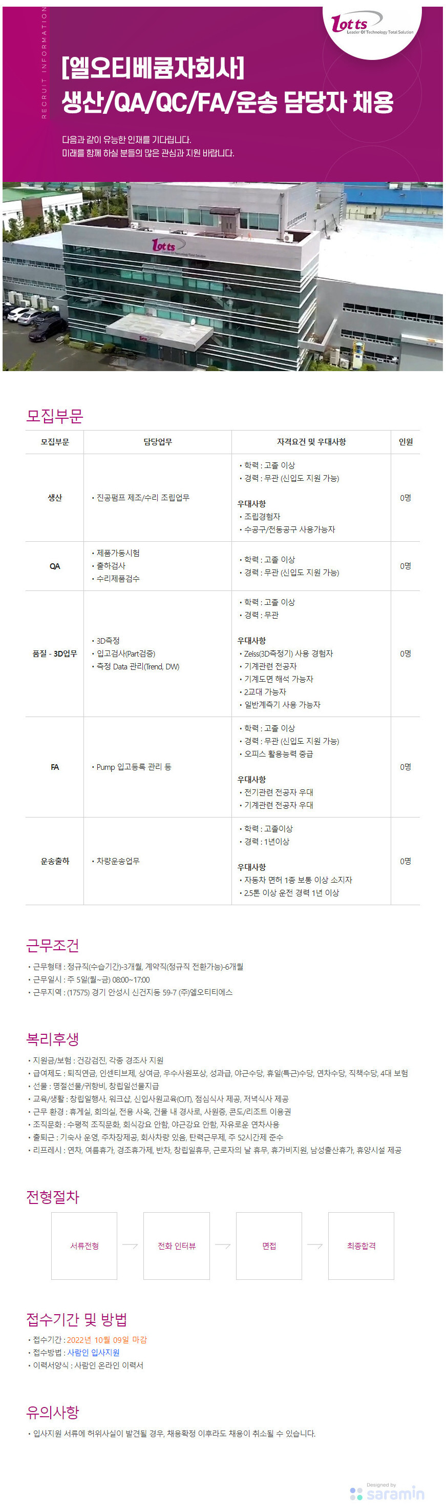엘오티티에스] [엘오티베큠자회사] 생산/QA/QC/FA/운송 담당자 채용 (~10/9) - 기타기업게시판 - 취업고졸기능직™