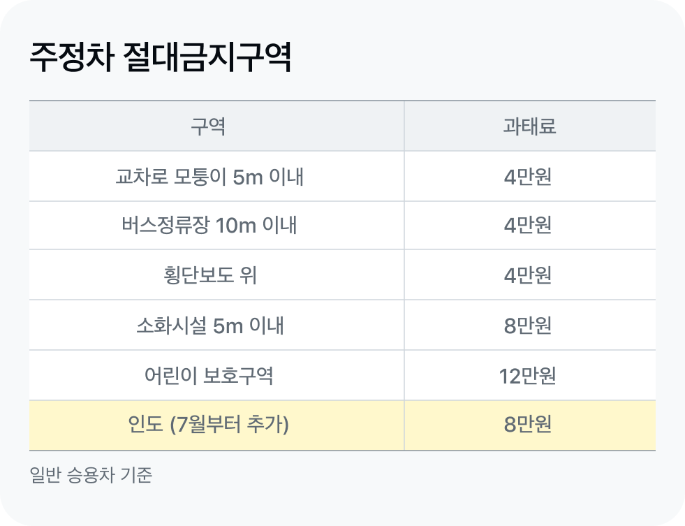 주차 금지구역 과태료 표