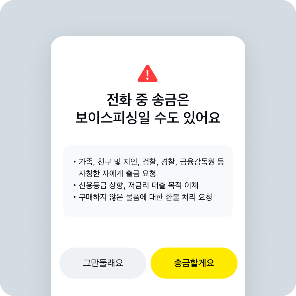 송금 유의 메시지