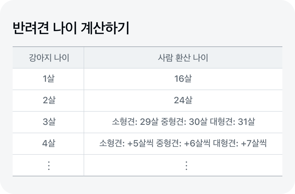 반려견 나이 계산하기