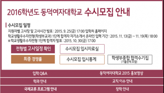 실검보고서] 동덕여자대학교, 2016 수시모집 1차 합격자 발표