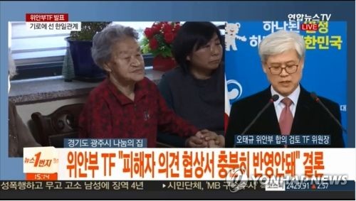 위안부TF "피해자의견 충분수렴없이 정부입장 위주 합의" [연합뉴스TV 제공]