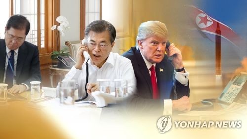 문 대통령, 트럼프 대통령과 북 미사일 대응 방안 통화 (CG) [연합뉴스TV 제공]