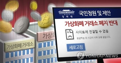 '가상화폐 거래소 폐쇄 반대' 청와대 국민청원 게시판 마비 (PG) [제작 조혜인] 일러스트