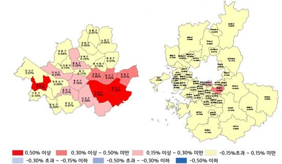 1월 둘째 주 아파트 매매가격지수 변동률. 자료제공=한국감정원