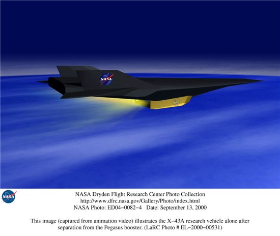 NASA홈페이지에 게재된 X-34A 극초음속 항공기의 개념도